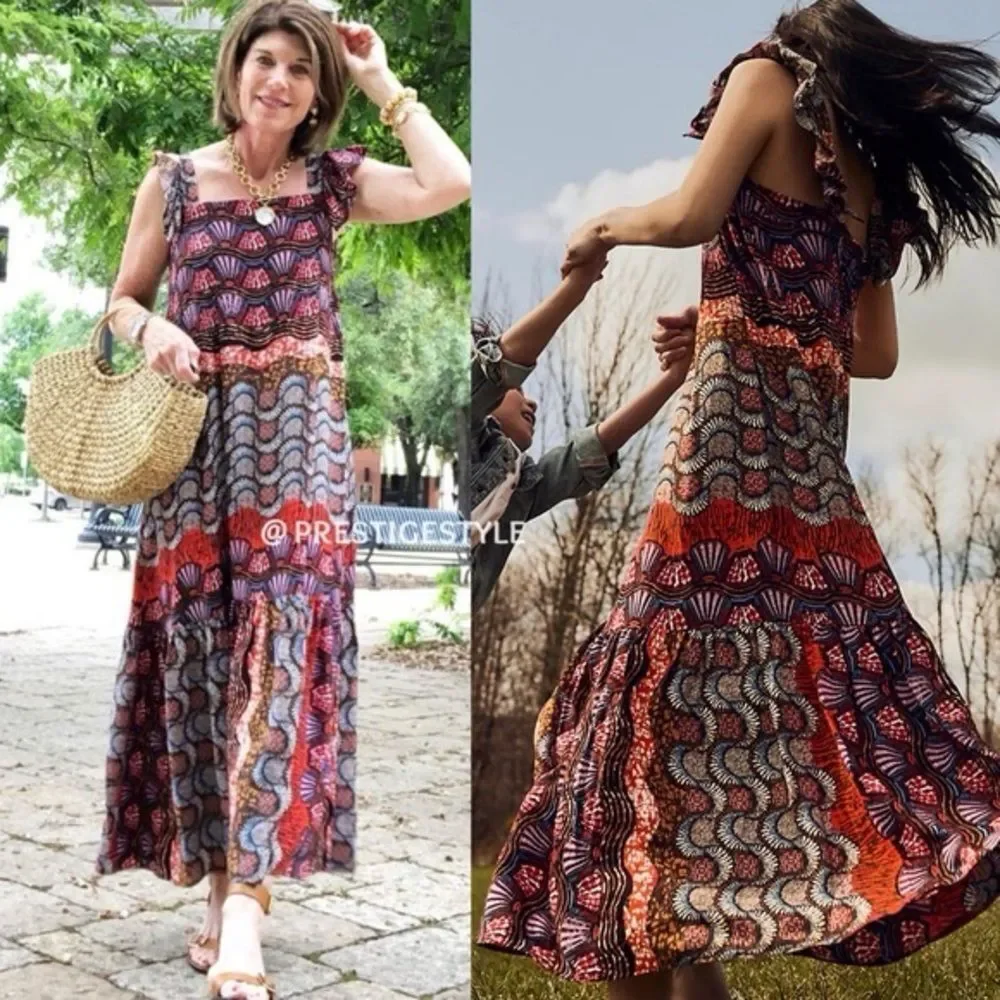 Corey Lynn Calter Doriane Maxi Dress Medium Anthropologie Tiered Boho Festival - Picture 9 of 9